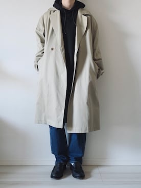 「ADAM ET ROPE'（アダムエロペ）のアイテム（トレンチコート）」を使った、平(taira)さん（メンズ・167cm）の冬コーディネート