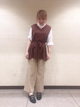 「リネン素材」｜マジェスティックレゴン横浜ジョイナス店スタッフさん（レディース・160cm）の夏コーディネート
