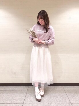 「スエット」｜「アイテム（その他シューズ）」を使った、マジェスティックレゴン横浜ジョイナス店スタッフさん（レディース・160cm）の冬コーディネート