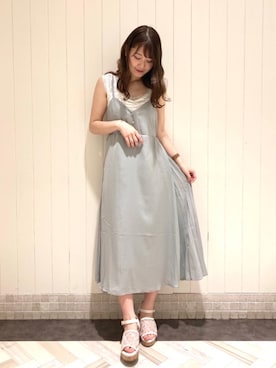 「MAJESTIC LEGON（マジェスティックレゴン）のキリカエレースタンク（タンクトップ）」を使った、マジェスティックレゴン横浜ジョイナス店スタッフさん（レディース・160cm）の夏コーディネート