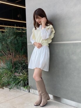 「MAJESTIC LEGON（マジェスティックレゴン）のアイテム（チュニック）」を使った、マジェスティックレゴン横浜ジョイナス店スタッフさん（レディース・160cm）の夏コーディネート