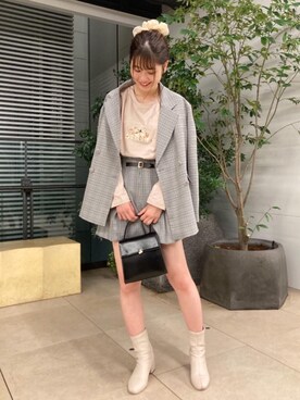 「MAJESTIC LEGON（マジェスティックレゴン）のアイテム（テーラードジャケット）」を使った、マジェスティックレゴン横浜ジョイナス店スタッフさん（レディース・160cm）の秋コーディネート