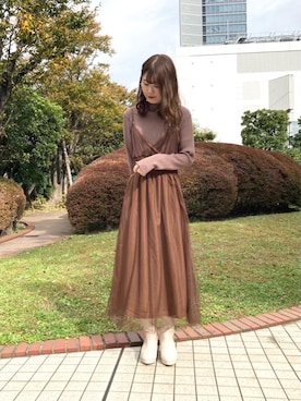 「新作」｜「アイテム（ライダースジャケット）」を使った、マジェスティックレゴン横浜ジョイナス店スタッフさん（レディース・160cm）の秋コーディネート