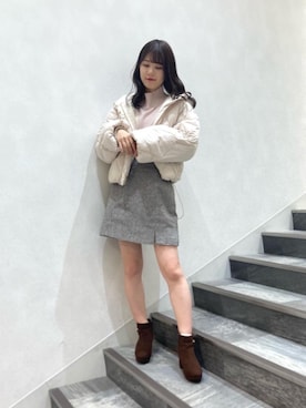 「ミニ丈コーデ」｜マジェスティックレゴン横浜ジョイナス店スタッフさん（レディース・160cm）の冬コーディネート