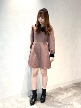 「ミニ丈コーデ」｜マジェスティックレゴン横浜ジョイナス店スタッフさん（レディース・157cm）の冬コーディネート