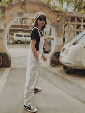 「PULL&BEAR（プルアンドベア）のアイテム（サロペット/オーバーオール）」を使った、aaaaaa～さん（レディース・160cm）の夏コーディネート