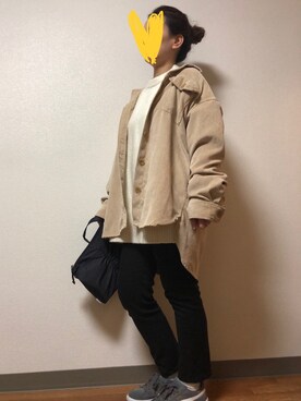 「TODAYFUL（トゥデイフル）のコーデュロイシャツ（シャツ/ブラウス）」を使った、まーむちゃんさん（レディース・155cm）の秋コーディネート
