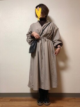 「coca（coca）（コカ）のアイテム（シャツワンピース）」を使った、まーむちゃんさん（レディース・155cm）の冬コーディネート