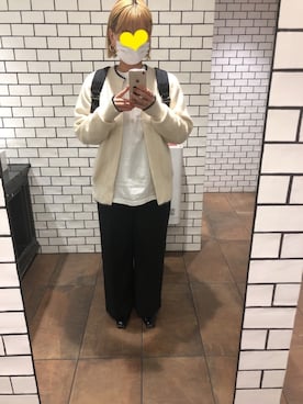 「白ニット」｜「アイテム（スリッポン）」を使った、まーむちゃんさん（レディース・155cm）の春コーディネート