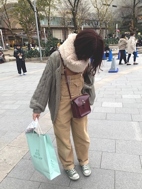 「スヌード」｜「アイテム（オールインワン・サロペット）」を使った、もぐさん（レディース・157cm）の冬コーディネート