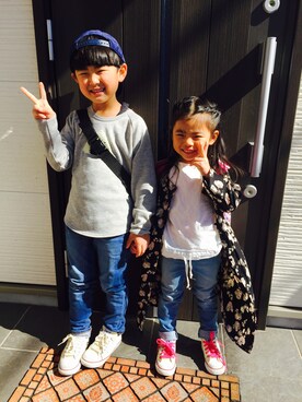 「fafa（フェフェ）のアイテム（バッグ）」を使った、tatata♡さん（キッズ・110cm）の冬コーディネート