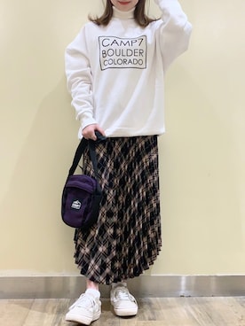 「CAMP7」｜「アイテム（スカート）」を使った、chisan311さん（レディース・155cm）の秋コーディネート