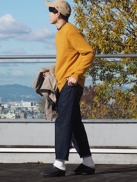 「アイテム（デニムパンツ）」を使った、Ryoさん（メンズ・173cm）の冬コーディネート