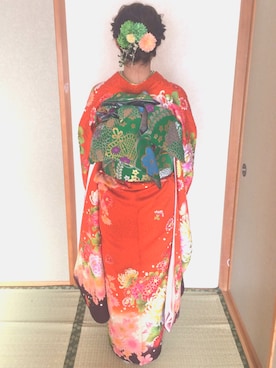 「アイテム（浴衣）」を使った、chiさん（レディース・163cm）の冬コーディネート
