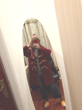 「アイテム（ダッフルコート、レッド系）」を使った、玉米粒さん（レディース・162cm）の秋コーディネート