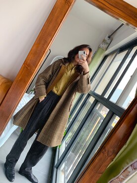 「通勤穿搭」｜「アイテム（ダッフルコート）」を使った、胖大云さん（レディース・165cm）の春コーディネート