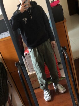 「STUSSY（ステューシー）のアイテム（その他アウター）」を使った、OBERIさん（メンズ・165cm）の冬コーディネート
