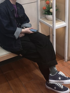 「Apple（-）のアイテム（その他）」を使った、OBERIさん（メンズ・165cm）の春コーディネート