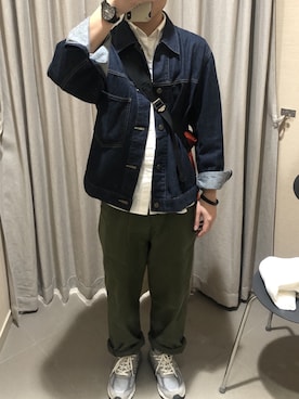 「BACK NUMBER（バックナンバー）のアイテム（チノパンツ）」を使った、OBERIさん（メンズ・165cm）の冬コーディネート
