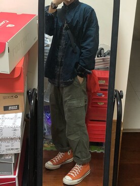 「MUJI」｜「アイテム（腕時計）」を使った、OBERIさん（メンズ・165cm）の春コーディネート