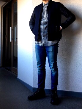 ギンガムチェック オーバーサイズシャツを使ったメンズ人気ファッションコーディネート Wear