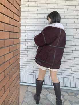 「Chico（チコ）のアイテム（ムートンコート）」を使った、NOEさん（レディース・154cm）の冬コーディネート