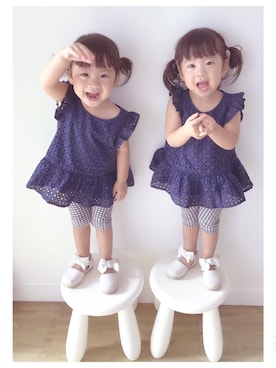 「POLO RALPH LAUREN（ポロ ラルフ ローレン）のアイテム（シャツ/ブラウス、ブルー系）」を使った、himawari⑅︎◡̈︎*sanさん（キッズ・110cm）の秋コーディネート