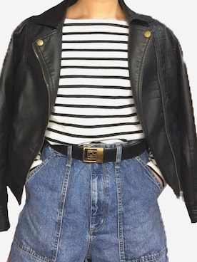 「AS KNOW AS plus（アズノゥアズプラス）のアイテム（ライダースジャケット）」を使った、miiさん（レディース・160cm）の春コーディネート
