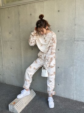 「SPIRALGIRL（スパイラルガール）のアイテム（スウェットパンツ）」を使った、ayakaさん（レディース・161cm）の春コーディネート