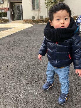 「1歳6ヶ月」｜「アイテム（ダウンジャケット/コート）」を使った、𝙰 𝚈 𝚄 𝙼 𝙸さん（キッズ・80cm）の春コーディネート