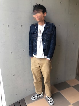 「Wrangler（ラングラー）のアイテム（ジャケット/アウター）」を使った、Mさん（メンズ・180cm）の冬コーディネート