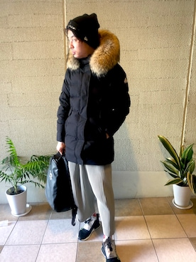 「Yohji Yamamoto（ヨウジヤマモト）のアイテム（ニットキャップ/ビーニー）」を使った、somuchanさん（メンズ・171cm）の冬コーディネート