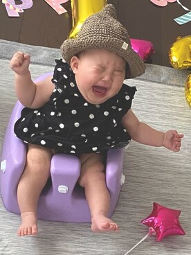 「アイテム（ロンパース、ブラック系）」を使った、wataameさん（キッズ・70cm）の夏コーディネート