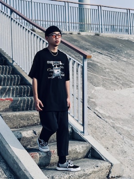 「plain-me（プレインミー）のアイテム（スラックス）」を使った、DIEPIE_Waitingさん（メンズ・175cm）の春コーディネート