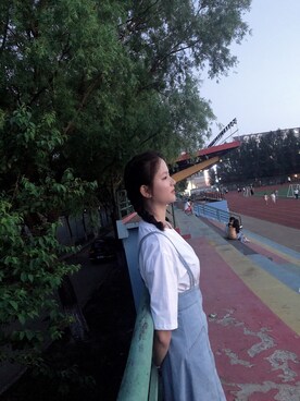 「US（アス）のアイテム」を使った、豆子さん（レディース・160cm）の夏コーディネート