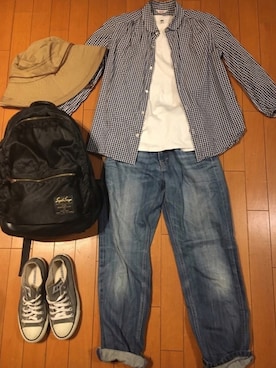 「ギンガムチェックシャツ」｜junjunさん（レディース・157cm・40代）の夏コーディネート