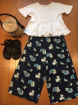 「アイテム（ヘアアクセサリー）」を使った、junjunさん（レディース・157cm・40代）の夏コーディネート