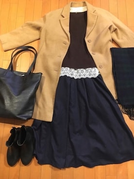 「アイテム（レインシューズ）」を使った、junjunさん（レディース・157cm・40代）の冬コーディネート