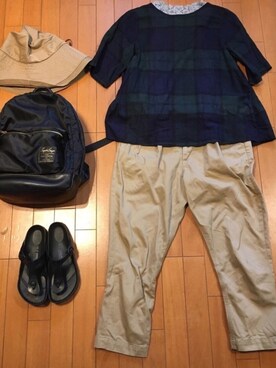 「フェリシモ（フェリシモ）のアイテム（帽子）」を使った、junjunさん（レディース・157cm）の夏コーディネート