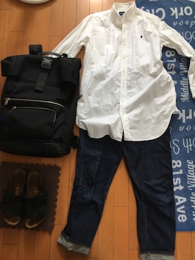 「BIRKENSTOCK（ビルケンシュトック）のARIZONA/アリゾナ ホワイト (UNISEX)（サンダル）」を使った、junjunさん（レディース・157cm）の夏コーディネート