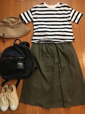 「フェリシモ（フェリシモ）のアイテム（帽子）」を使った、junjunさん（レディース・157cm）の夏コーディネート