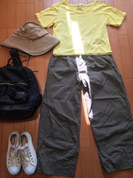 「フェリシモ（フェリシモ）のアイテム（帽子）」を使った、junjunさん（レディース・157cm）の夏コーディネート