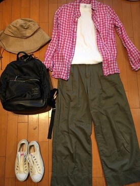 「フェリシモ（フェリシモ）のアイテム（帽子）」を使った、junjunさん（レディース・157cm）の夏コーディネート