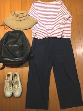 「フェリシモ（フェリシモ）のアイテム（帽子）」を使った、junjunさん（レディース・157cm）の秋コーディネート