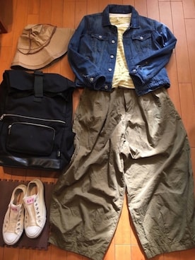 「フェリシモ（フェリシモ）のアイテム（帽子）」を使った、junjunさん（レディース・157cm）の春コーディネート