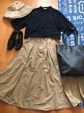 「フェリシモ（フェリシモ）のアイテム（帽子）」を使った、junjunさん（レディース・157cm）の夏コーディネート