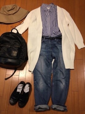 「フェリシモ（フェリシモ）のアイテム（帽子）」を使った、junjunさん（レディース・157cm）の春コーディネート