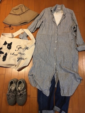 「フェリシモ（フェリシモ）のアイテム（帽子）」を使った、junjunさん（レディース・157cm）の秋コーディネート