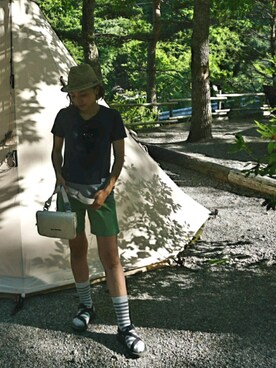 ソックス 靴下を使った 夏キャンプ のレディース人気ファッションコーディネート Wear