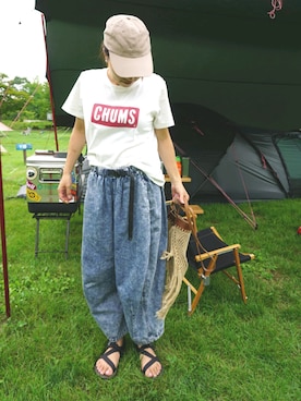 「ファミリーキャンプ」｜ありささん（レディース・154cm）の夏コーディネート